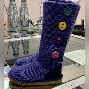Ugg Cardy Tall Knit Sweater Purple Boots for girls size 3/4